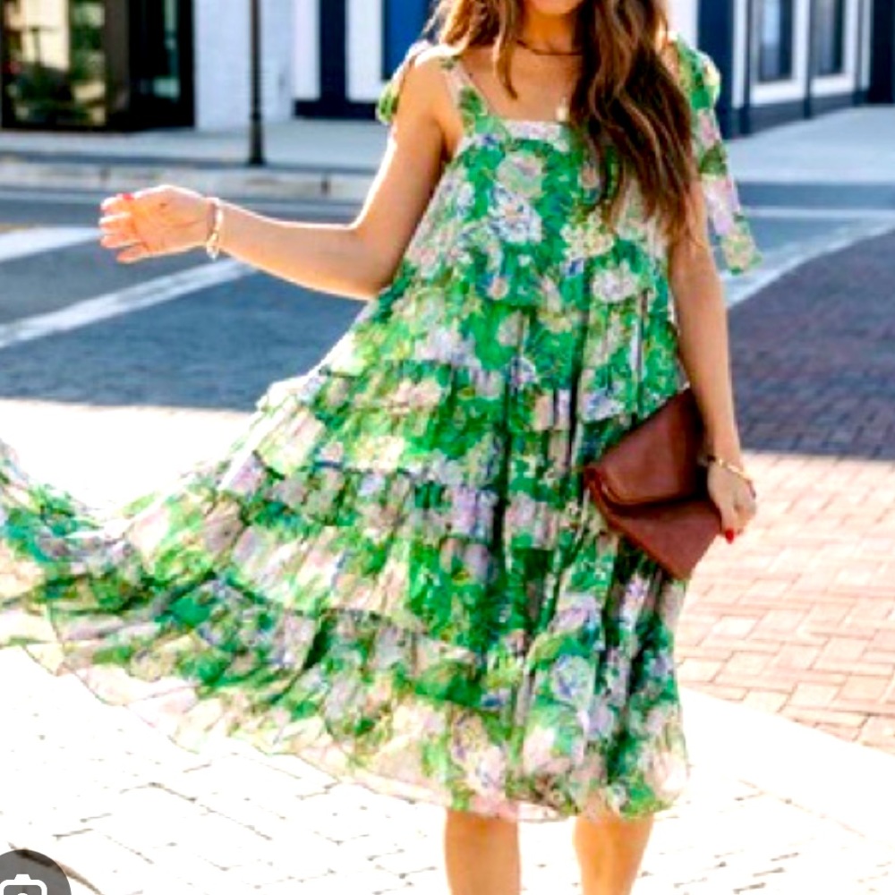 Vici Floral Chiffon Tiered Dress